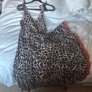 THML Leopard Print Dress with Red/orange trim